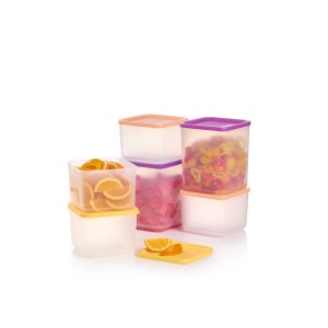 Tupperware Basic Bright Square 6-pc. Set Wild Mulberry Refrigerator Storage | JPAM60149