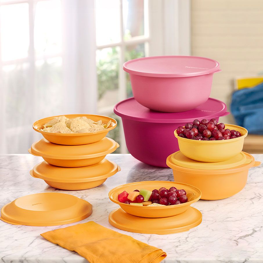 Tupperware Aloha Home Serving Collection Orange Plates and Bowls | NKSA04873