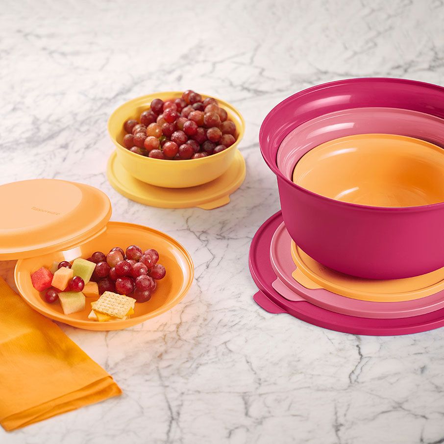 Tupperware Aloha Home Serving Collection Orange Plates and Bowls | NKSA04873