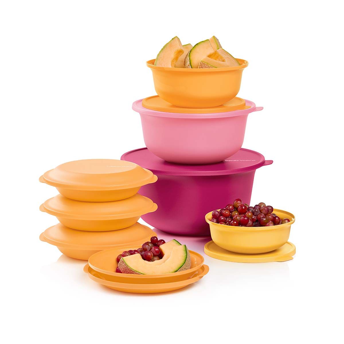 Tupperware Aloha Home Serving Collection Orange Plates and Bowls | NKSA04873