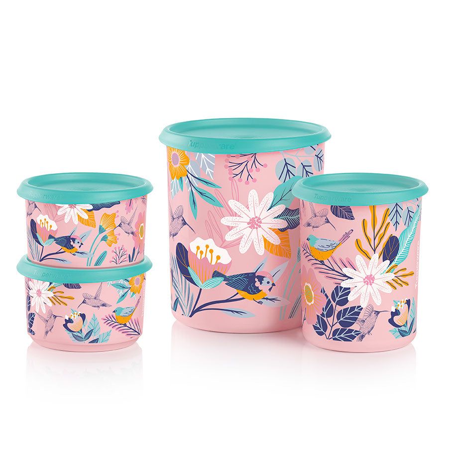 Tupperware Blushing Meadow One Touch Canister Set Candy Floss Dry Storage | DRXF67315