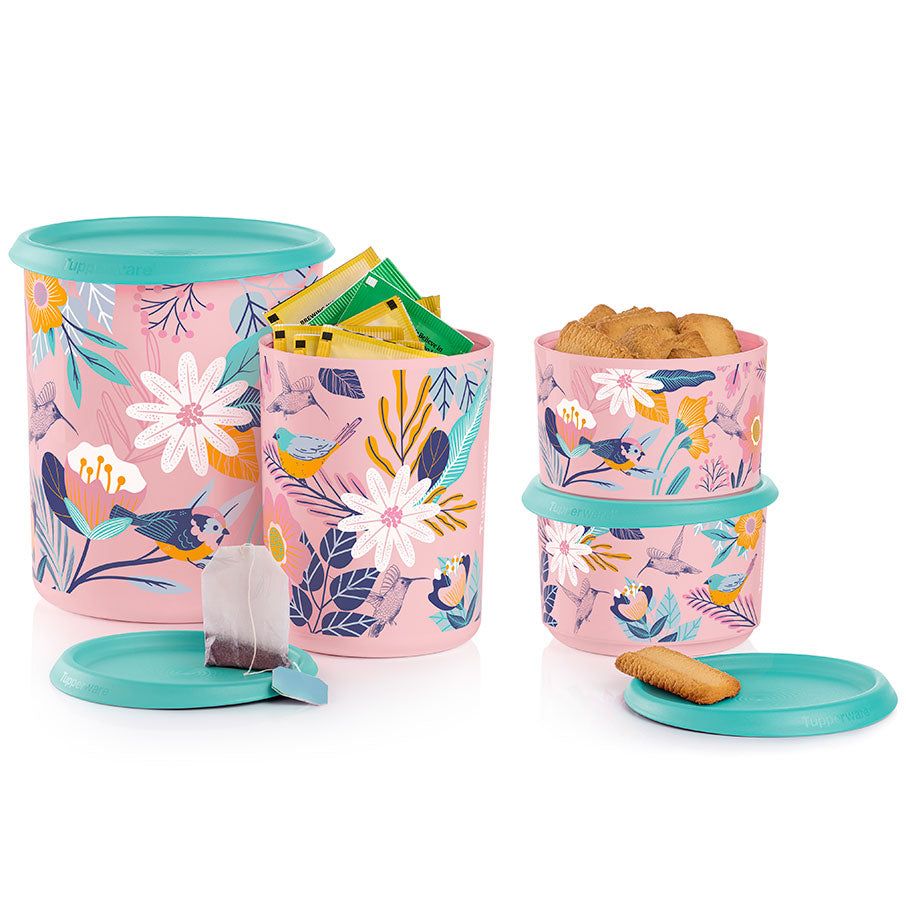 Tupperware Blushing Meadow One Touch Canister Set Candy Floss Dry Storage | DRXF67315