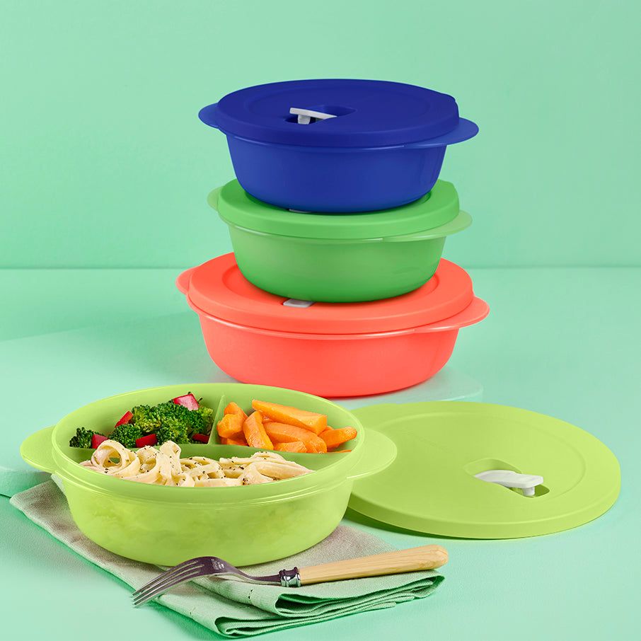 Tupperware Crystalwave Plus 4-pc. Round Set Blue Microwave Reheatable | XYBG41568