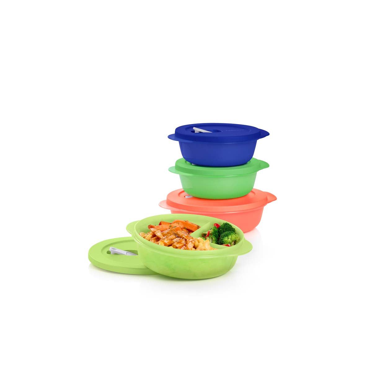 Tupperware Crystalwave Plus 4-pc. Round Set Blue Microwave Reheatable | XYBG41568