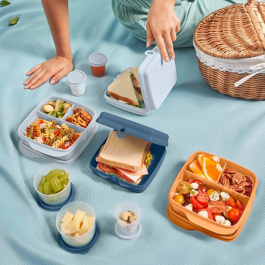 Tupperware Eco+ Sandwich Keepers White / Blue Lunch and Snacks | YASB50836