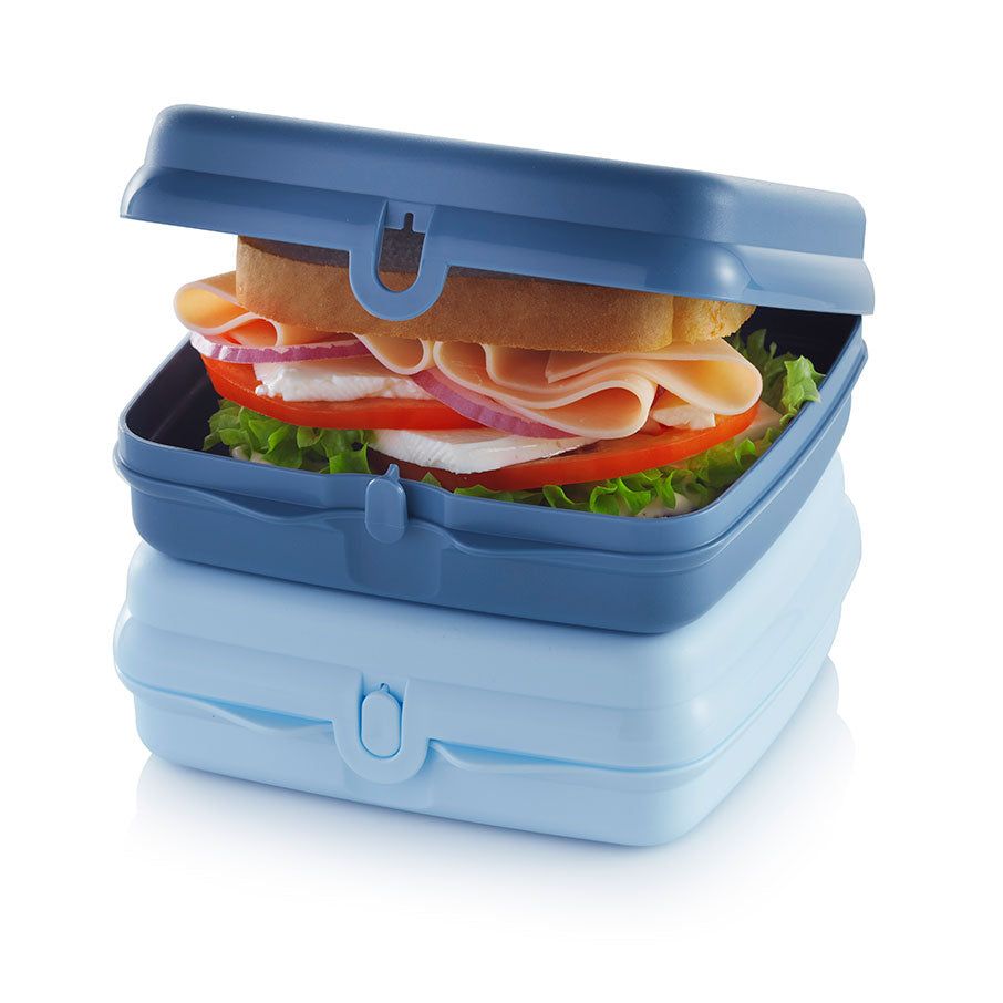 Tupperware Eco+ Sandwich Keepers White / Blue Lunch and Snacks | YASB50836