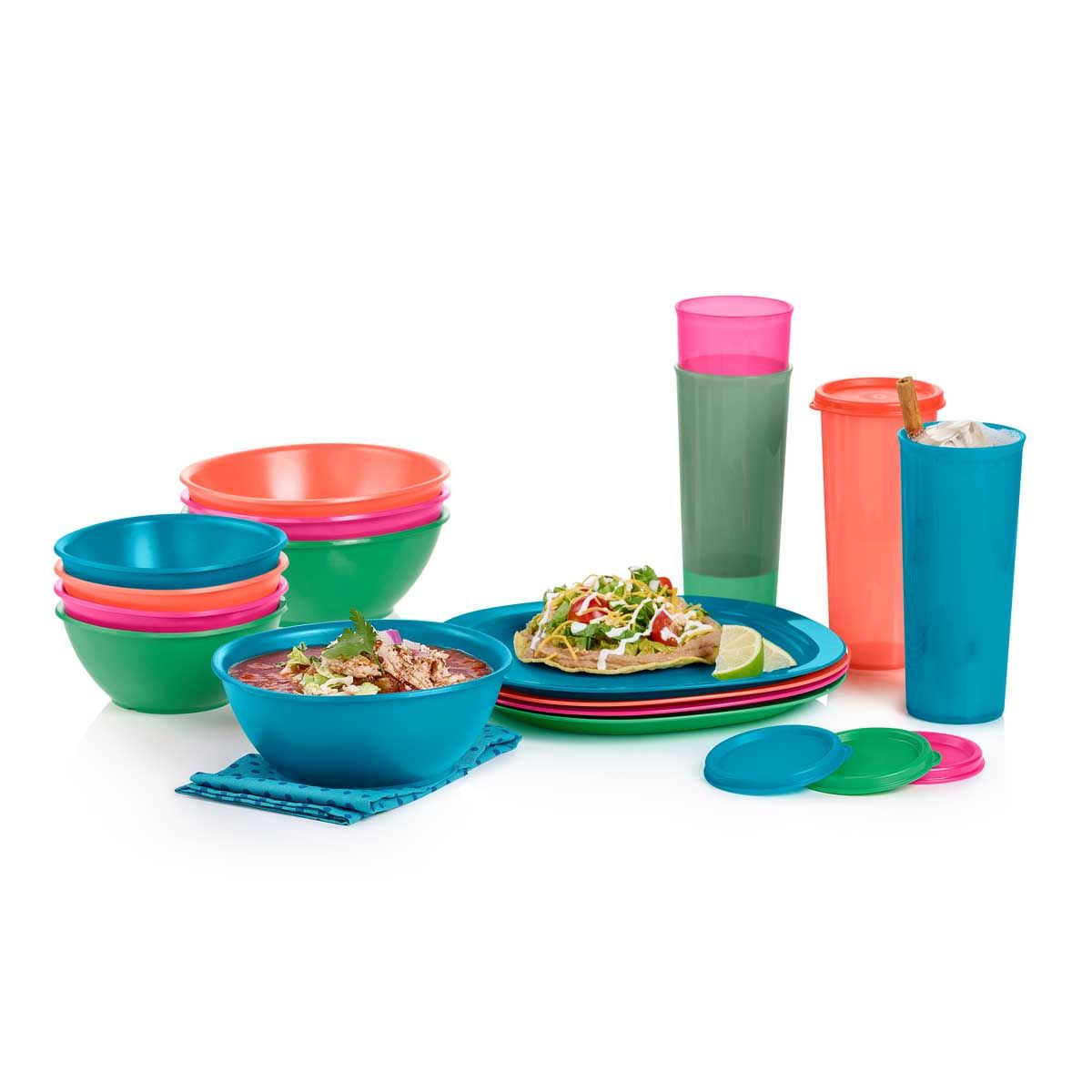 Tupperware Everyday 16-pc. Serving Set Plates and Bowls | GCRU78901