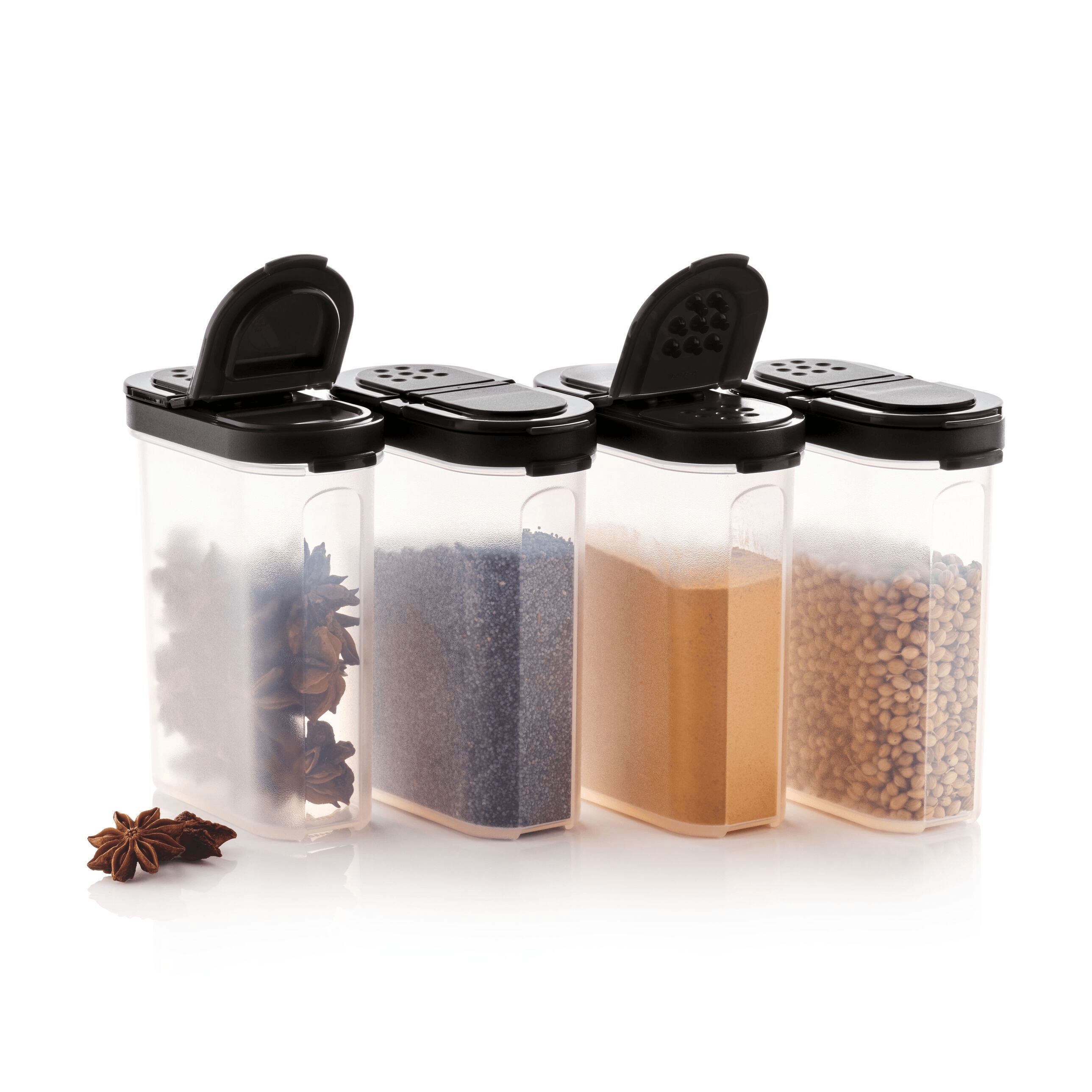 Tupperware Large Spice Shakers Black Dry Storage | PIUN71490