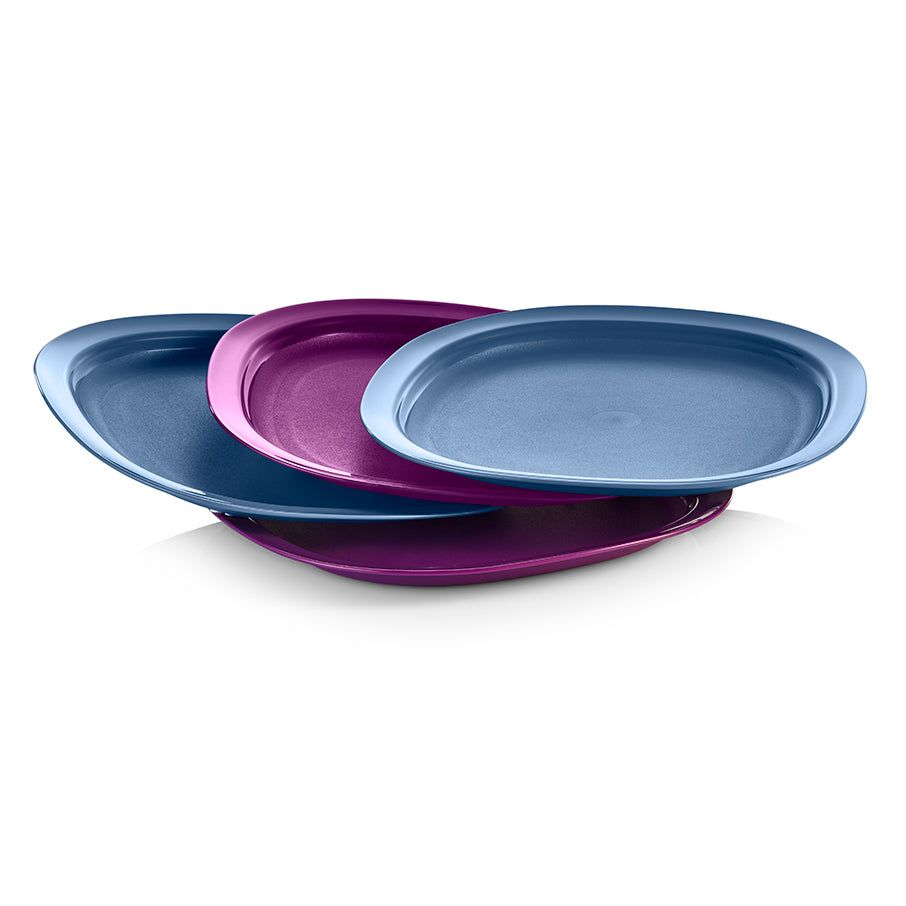 Tupperware Microwave Reheatable Luncheon Plates Blue Plates and Bowls | ESON87405