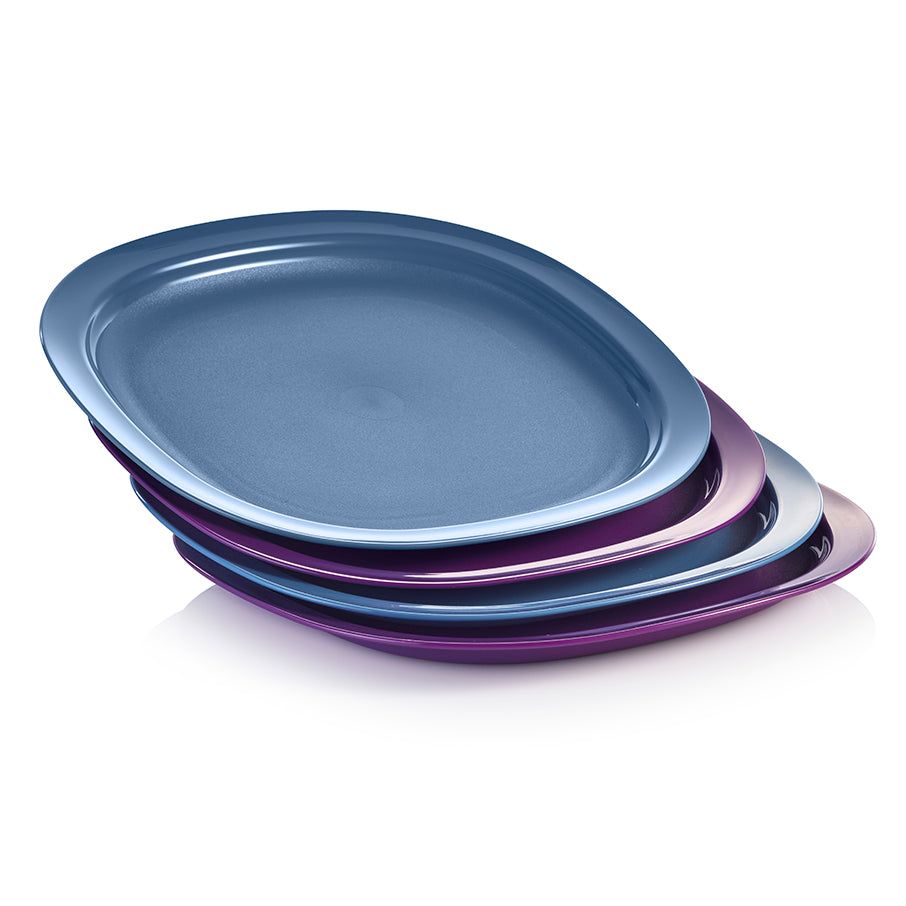 Tupperware Microwave Reheatable Luncheon Plates Blue Plates and Bowls | ESON87405