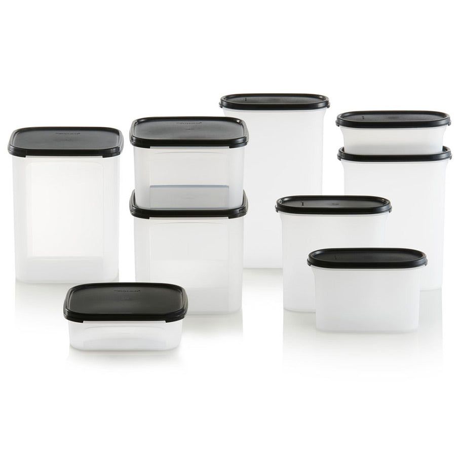 Tupperware Modular Mates Oval & Square Set Black Dry Storage | WZXA87214