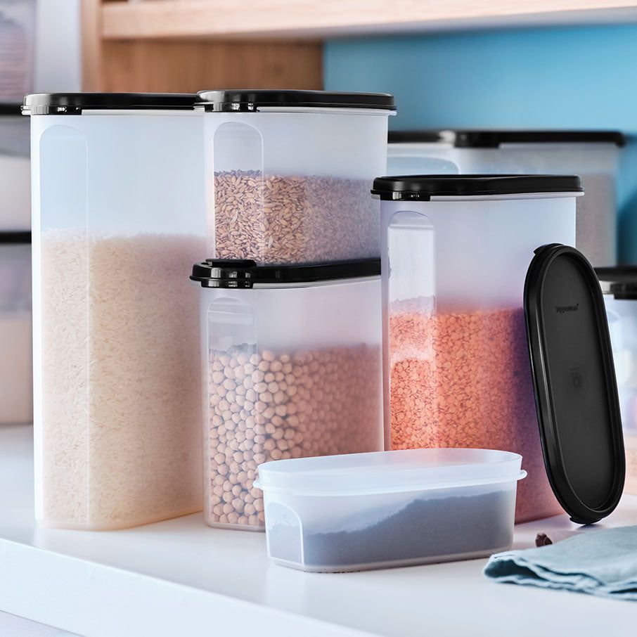 Tupperware Modular Mates Oval & Square Set Black Dry Storage | WZXA87214