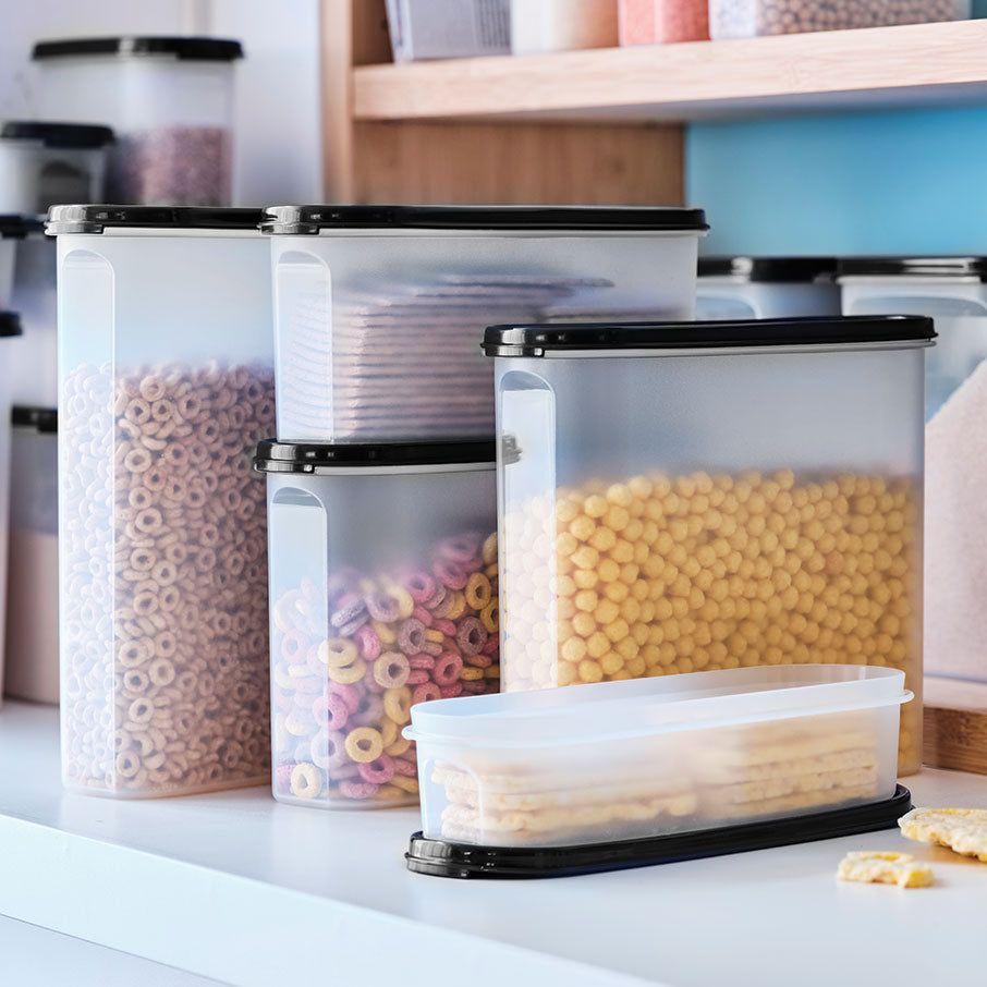 Tupperware Modular Mates Super Oval & Rectangular Set Black Dry Storage | UEJK58023