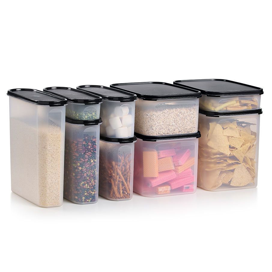 Tupperware Modular Mates Super Oval & Rectangular Set Black Dry Storage | UEJK58023