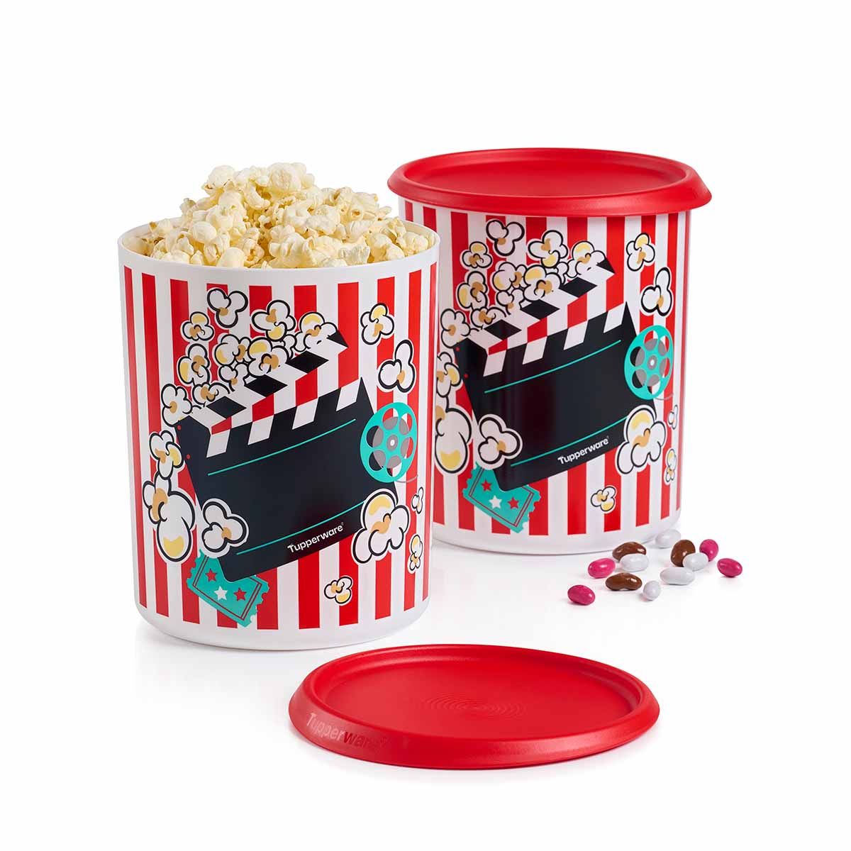 Tupperware One Touch Movie Night Canisters Red / White Dry Storage | MVDJ24873