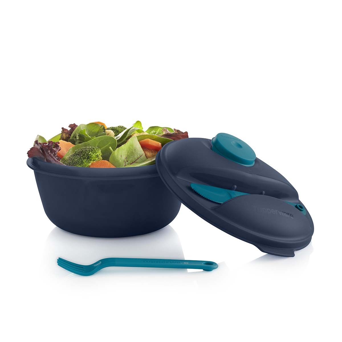 Tupperware Salad On The Go Set Peacock Lunch and Snacks | XPNJ57243