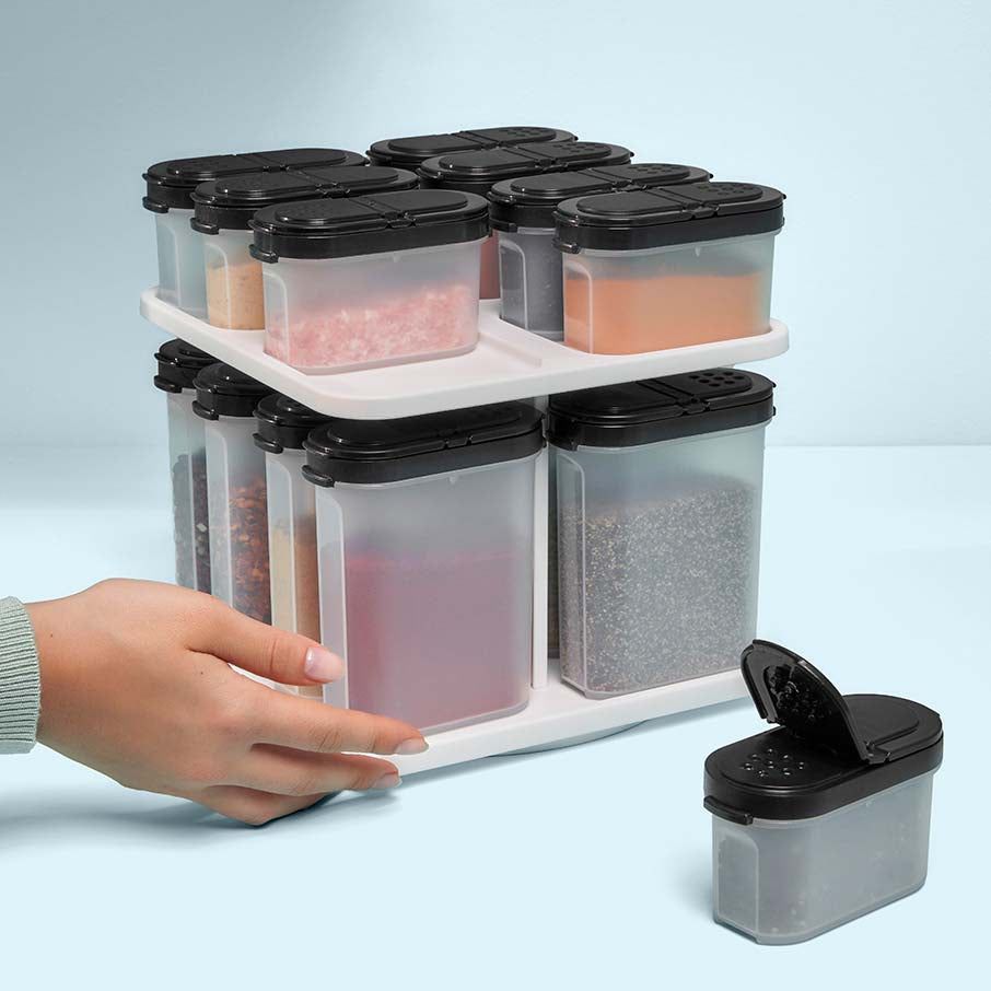 Tupperware Spice Shaker Set With Carousel Dry Storage | KBUN69257