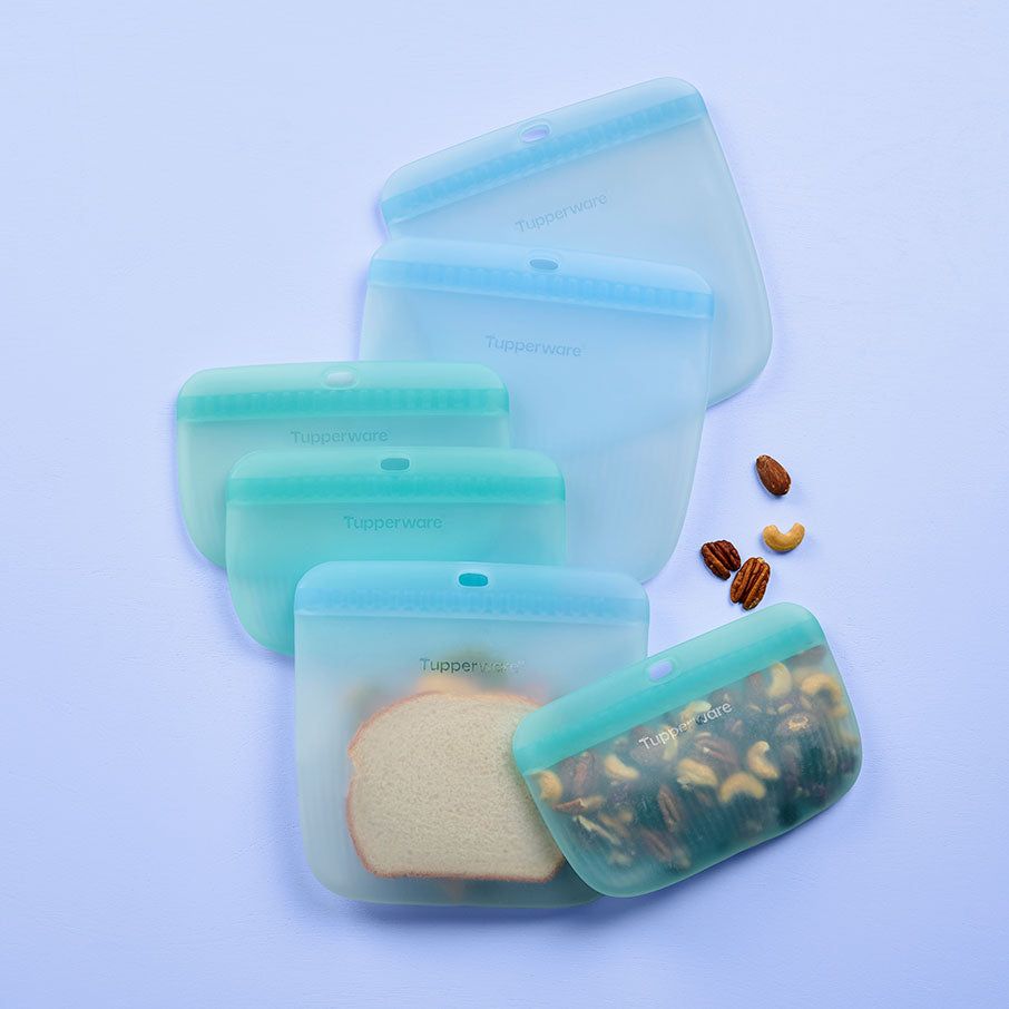 Tupperware The Ultimate Silicone Bag Slim Lunch Set Turquoise / White Lunch and Snacks | MSEC51760