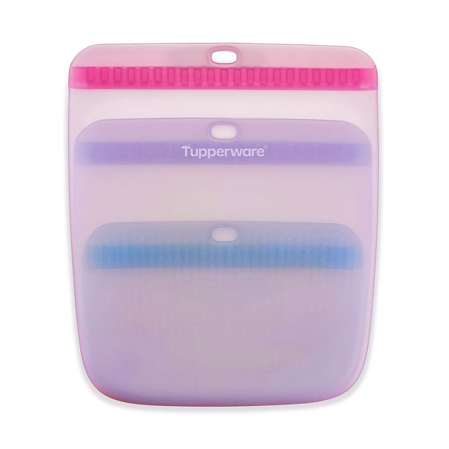 Tupperware The Ultimate Silicone Slim Bag Set Turquoise / White Freezer Storage | YORG62817