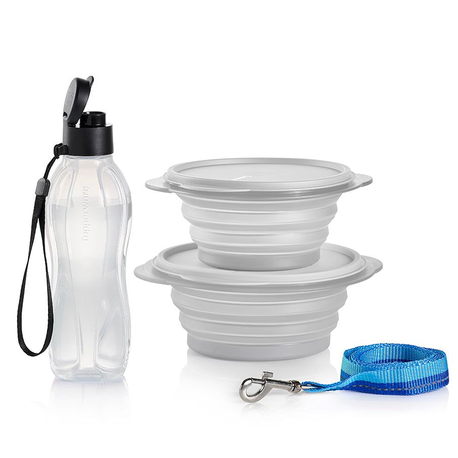 Tupperware Tupperpets Flatout! Travel Set Black Plates and Bowls | CNOP45921