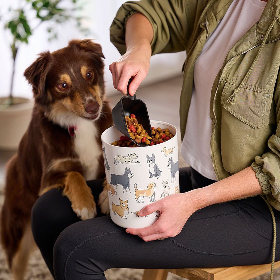 Tupperware Tupperpets One Touch Canister & Scoop Set/Pawsome Pups Black / White Dry Storage | OFPV01652