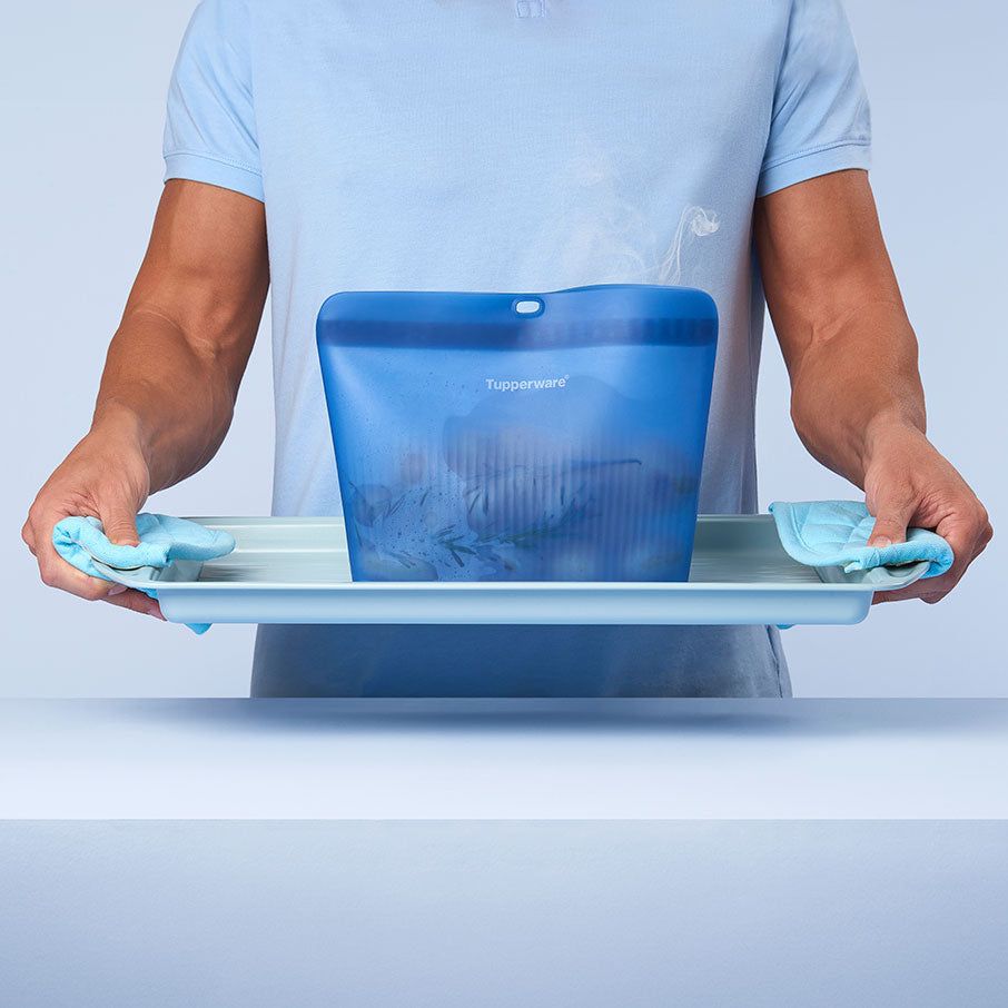 Tupperware Ultimate Silicone Stand-up Bag Large Blue Freezer Storage | BKJD45267