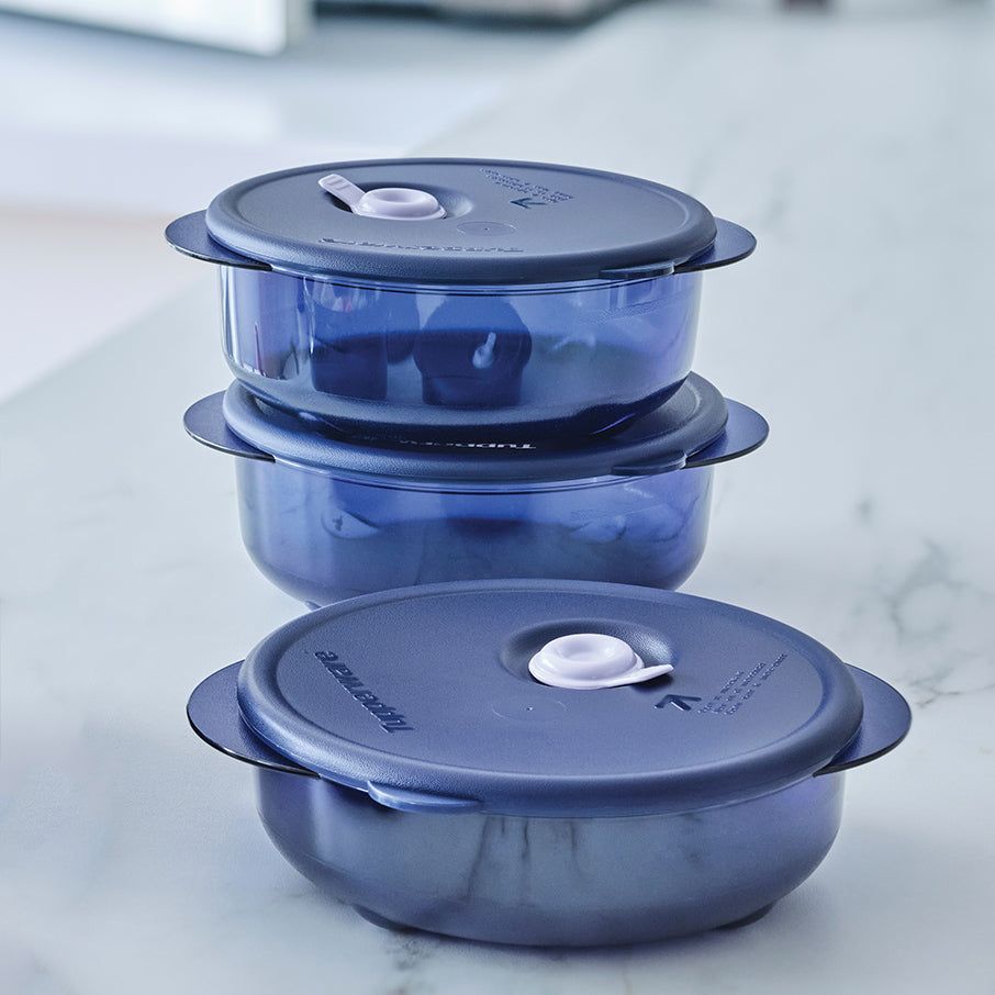 Tupperware Vent 'N Serve 3-pc. Small Round Set Nocturnal Sea Freezer Storage | LWDP70285