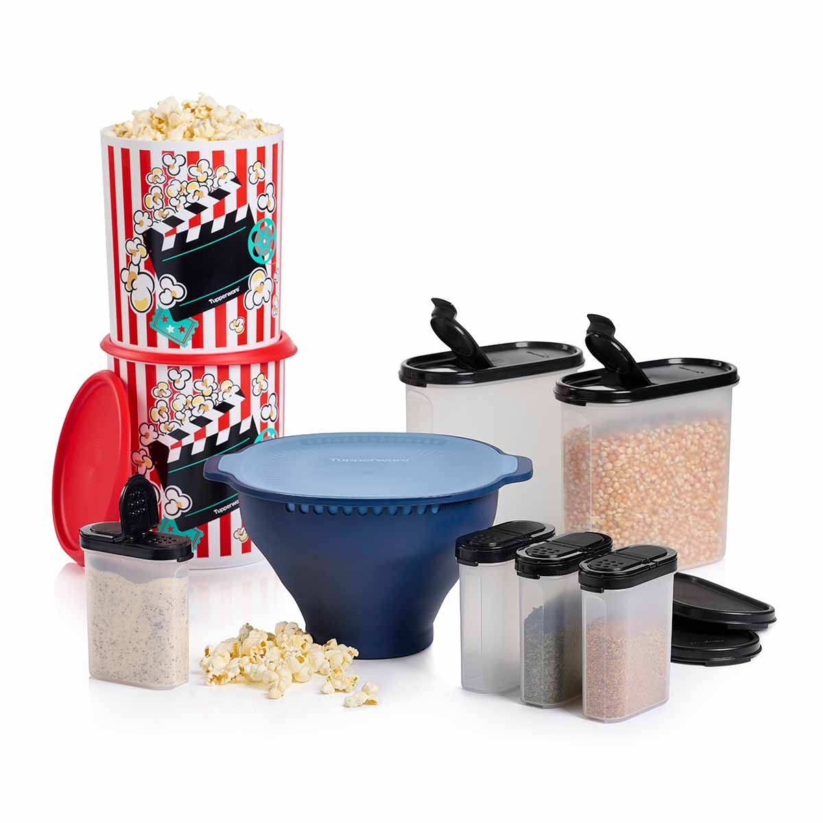 Tupperware Wow Movie Night Pack Blue / Black / White Microwave Cooking | WVJY17562